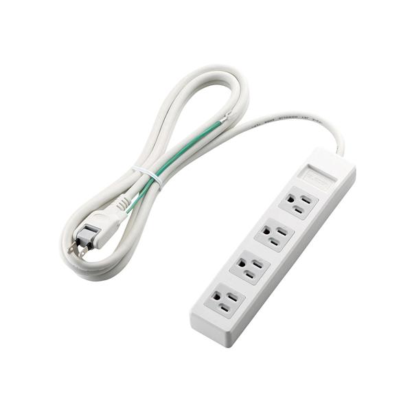 他サイト： エレコム 3ピンプラグ対応タップ4個口 2.5m ホワイト T-T1A-3425WHの商品画像