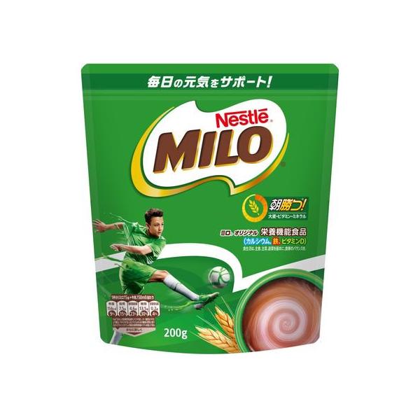 【商品説明】ミロは大麦の発芽のための成長力をとりこんだ、麦芽エキスを含んでいます。　麦芽エキスの主成分はエネルギーの源であるブドウ糖がさまざまな長さにつながったもの。　ミロは、１日を元気に始めるエネルギーと栄養バランスを考えた栄養機能食品（...