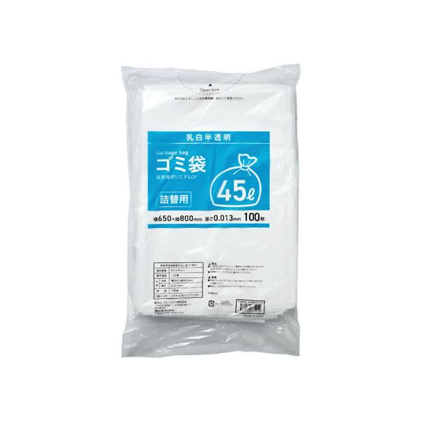 【仕様】●乳白半透明●サイズ：４５Ｌ　縦８００×横６５０×厚さ０．０１３ｍｍ●材質：高密度ポリエチレン●注文単位：１袋（１００枚）　dcl_10　5offcp_04