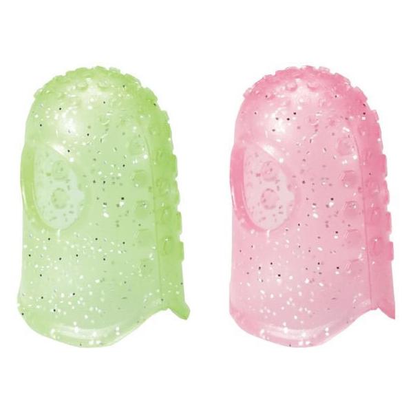 【仕様】●サイズ：Ｍ（女性親指、人差指、中指用、男性人差指、中指用）●寸法：短径１３×長径１６ｍｍ●色：ミックス（ピンク、グリーン各色１個）●注文単位：１パック（２個）●材質：合成ゴム