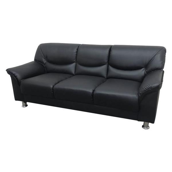 【仕様】●品番：VEL-3-2-FW-BK●カラー：ブラック　●外寸法：幅１７２０×奥行７６０×高さ７１０ｍｍ（座面高３９０ｍｍ）　●材質：本体：木フレーム、張地：ＰＶＣレザー、クッション材：ウレタンフォーム、脚：ＰＰ樹脂／スチール（メッキ...