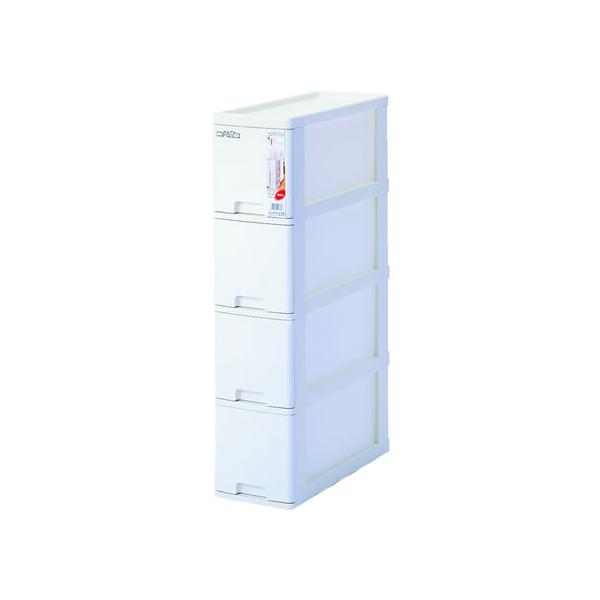 【仕様】スリムタイプなので、キッチン等のちょっとした隙間に収納できます。　●外寸法：幅１８２×奥行４５０×高さ７９９ｍｍ●単品重量：３７７０ｇ●カラー：ホワイト●材質：本体、引出し／ＰＰ、パネル／ＡＢＳ●コロ付き