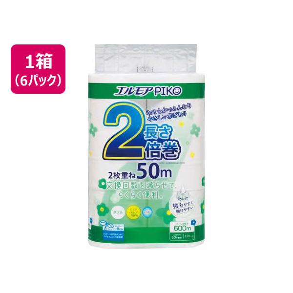 【お取り寄せ】カミ商事 エルモア ピコトイレットペーパー2倍巻 ダブル 50m 12ロール*6P トイレットペーパー 大量 香り付きトイレットペーパー 大容量 業務用