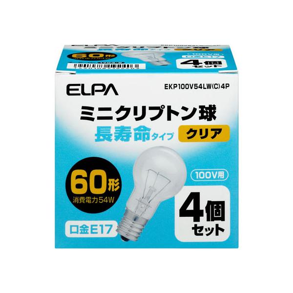 朝日電器 ミニクリプトン電球 60Wクリア4個 EKP100V54LW(C)4P