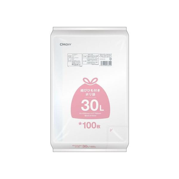 他サイト： 【お取り寄せ】オルディ 結びひも付ポリ袋 30L 半透明 100枚入の商品画像