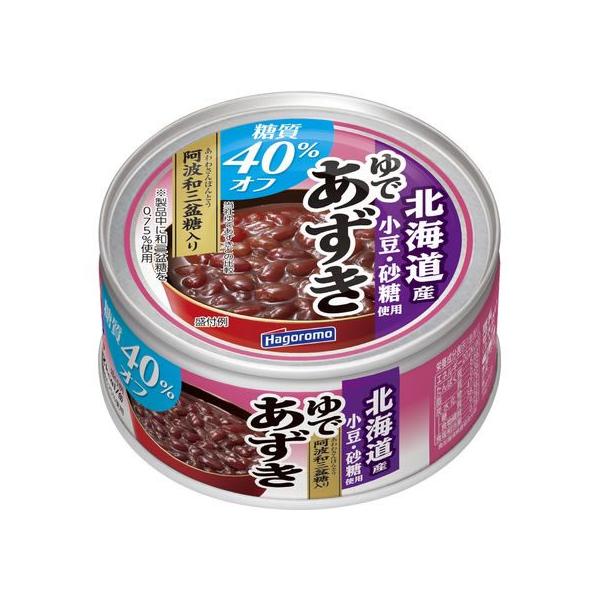 【商品説明】当社ゆであずき１６５ｇと比較して糖質４０％オフにしたゆであずき缶詰です。北海道産あずきを１００％使用し、小豆の風味をいかしています。阿波和三盆糖を加え、昆布エキス粉末でコクを出し、ステビアで甘味を付与しました。グラニュー糖も北海...