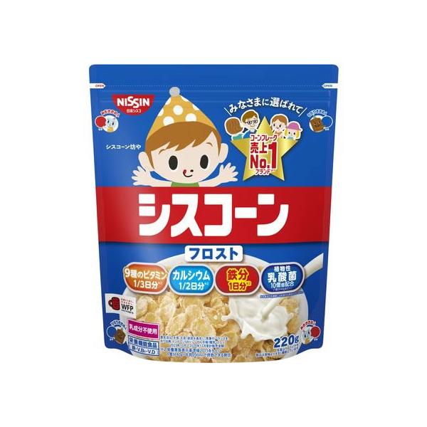 【商品説明】●厚みを持たせて焼き上げたこだわりのサクサク楽しい食感とコーンの素材を活かしたやさしい甘さシスコーンはみなさまに選ばれて、コーンフレーク売上Ｎｏ．１！【仕様】●内容量：２２０ｇ　●生産国：日本　●商品区分：栄養機能食品　●メーカ...