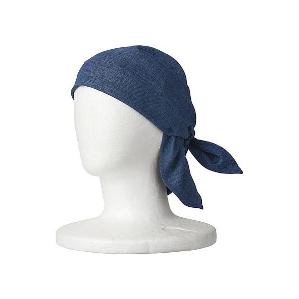 【商品説明】通気性の良い薄地のシャンブレー素材を使用したおしゃれなバンダナキャップ。髪が全部収まるように設計され、簡単に着脱できる仕様。【仕様】●素材：シャンブレー（ポリエステル１００％）