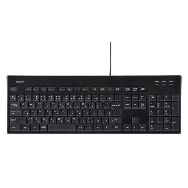 他サイト： バッファロー USB有線スタンダードキーボード丸洗い対応 BSKBU12BKの商品画像