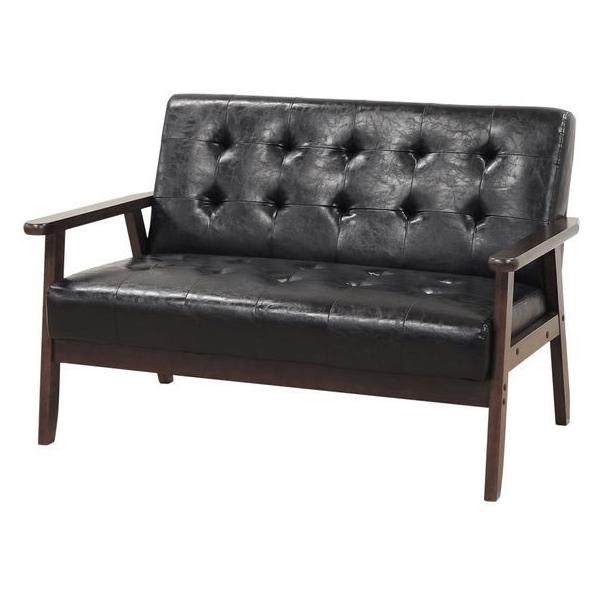 【仕様】●カラー：ブラック●外寸法：幅１１４０×奥行７２０×高さ７４０（座面高４００）ｍｍ●梱包重量：１８．２ｋｇ●材質：張地／ポリ塩化ビニールシート、綿、芯材／天然木、合板、肘／天然木、座面／Ｓバネ、ウェービングベルト、ウレタンフォーム、...