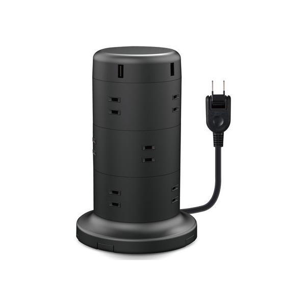 他サイト： エレコム 電源タップ 12個口 2m ECT-0720BK コード付き電源タップ２ピン 電源タップ ＯＡタップ 配線パーツ 家電の商品画像