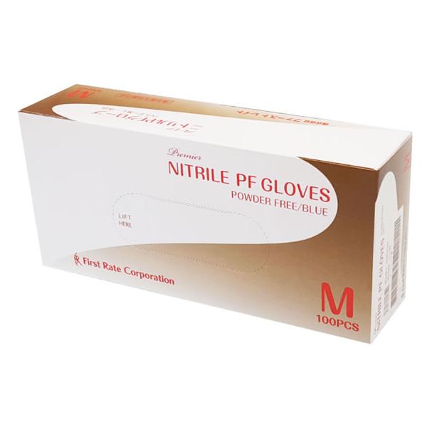 他サイト： ファーストレイト プレミア・ニトリルPFグローブ ブルー M 100枚 FR-852の商品画像
