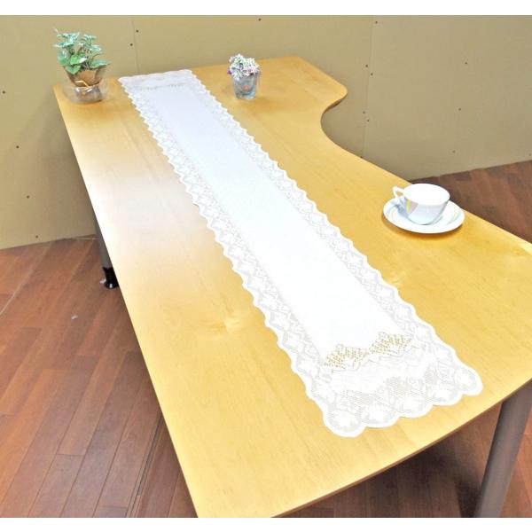 【商品サイズ】（約） 幅24×縦150cm【生産国】日本製（桐生市）　　【素材】ポリエステル100％（レース編生地）　撥水加工　    撥水加工コーティングにより液体をはじき、汚れも付きにくいので安心です。洗濯も可能です。レースの生地に繊細...