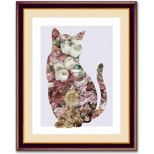 原画 アート 絵画 美術品 猫 神秘的 インテリア 壁飾り ダークファンタジー 額 花 猫 インテリア モノトーン モダン アート 壁飾り 壁掛け 名画
