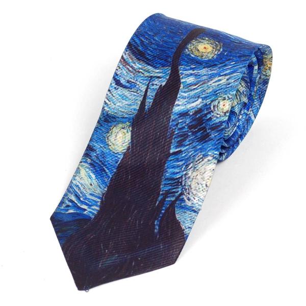 ネクタイ ゴッホ油絵 星月夜 プリントタイ The starry night メンズ レディース コスプレ パーティ 衣装 大剣幅8cm 送料無料 敬老の日