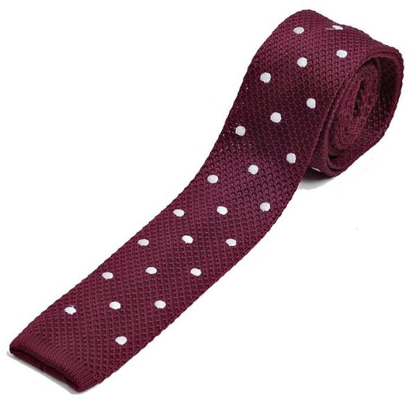 ネクタイ　メンズ　ニット ネクタイ ドット柄 水玉 レッド 赤色 大剣幅5.5cm nt483