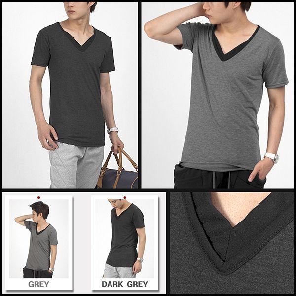 レイヤード Vネック 半袖 Tシャツ シルケット 綿 グレー ダークグレー ２色 Tst12 Tst12 ココノコ 通販 Yahoo ショッピング