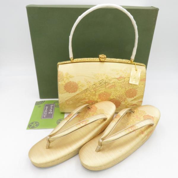草履・バッグセット 東京芝山 本金佐賀錦 礼装用 フォーマル ゴールド