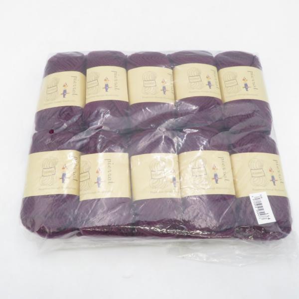 毛糸 毛糸ピエロ 純毛極太2 10玉セット 114番色 パープル 1玉40ｇ 約52ｍ ウール100% 日本製 秋冬 未使用品