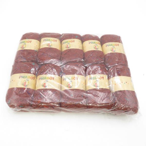 毛糸 毛糸ピエロ ビターツィード 10玉セット 3番色 臙脂色 1玉40g 約87m ウール アクリル混 編み物 並太 秋冬 未使用品