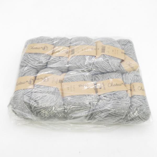 毛糸 原ウール Knitworm Chatea チャティ メランジ並太 10玉セット 4番色 クラウディー 1玉25g 約46m アクリル ウール 秋冬 未使用品