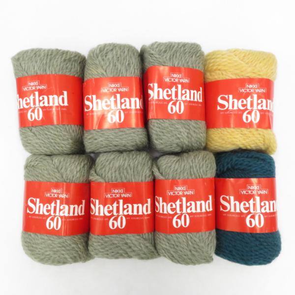 毛糸 ニッケビクター シェットランド60 114 /127 /135番 アソート8玉セット 1玉50ｇ ウール100％ カーキ グリーン イエロー系 未使用品
