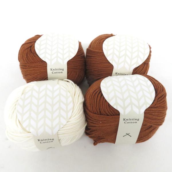 DARUMA ダルマ 毛糸 ニッティングコットン 3番色×3玉・1番色×1玉 計4玉セット 50g/約100m 春夏毛糸 未使用品【中古】