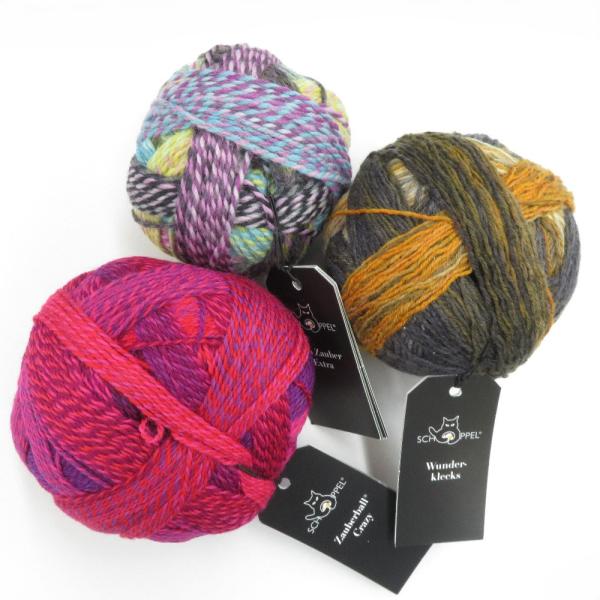 毛糸 SHOPPEL ショッペル アソート3玉セット Zauberball Crazy Wunderklecks Alb Zauber Extra ソックヤーン 未使用品
