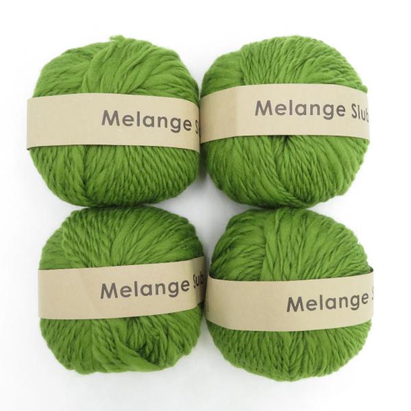 毛糸 メランジスラブ  超極太 DARUMA col.4 4玉セット イエローグリーン 40g  約46m 横田 未使用品