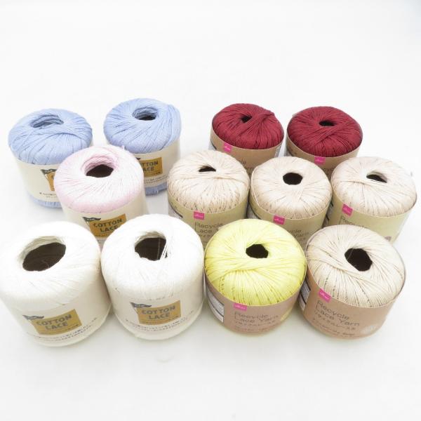 DAISO ダイソー 毛糸 ごしょう産業 アソート12玉セット リサイクルレース糸 #40細 #20太 NEWコットンレース糸40番 春夏糸  未使用品