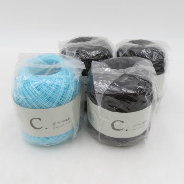 DARUMA ダルマ 毛糸 マテリアルコード 4玉セット 6番色/11番色 ライトブルー ブラック 1玉40g巻 ポリエチレン100% 日本製 未使用品
