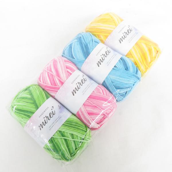 毛糸 mirei's ミレイズコットンヤーン 並太 8色セット 1玉約100g 糸長約210m ミックスカラー 未使用品