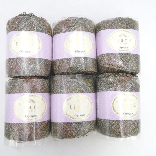 オリムパス製絲 毛糸 Olympus tiara ティアラ 6玉 6番色 標準約25g 約102ｍ 春夏糸 日本製 未使用品