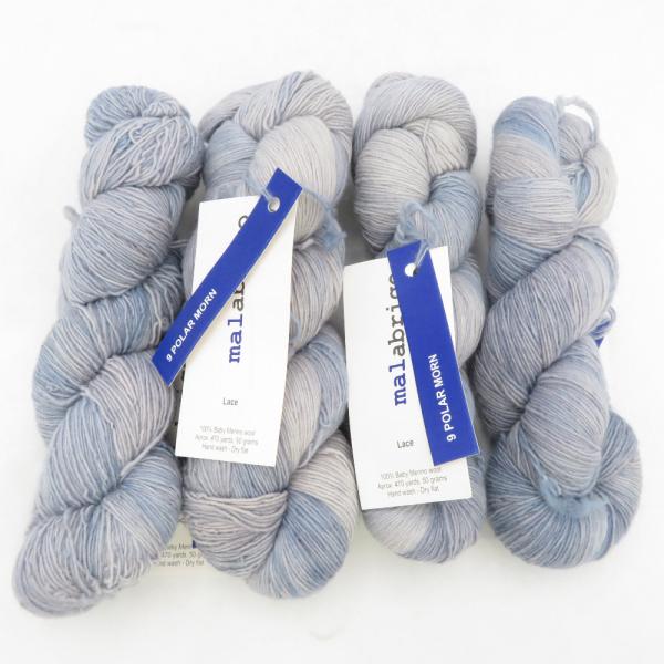 毛糸 malabrigo Lace マラブリゴ レース 4カセ 色番9(Polar Morn)  1カセ50g 約470ヤード 海外毛糸 パープル・ブルー系 未使用品【中古】
