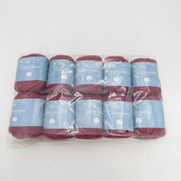 Yuzawaya ユザワヤ 毛糸 ワールドフェスタ コットンエブリィ 10玉セット 色番24 ワインレッド コットン100% 春夏毛糸 抗菌防臭 未使用品