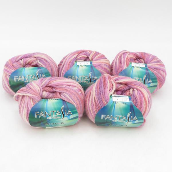 SKIYARN スキーヤーン 毛糸 スキーファンタジア アウロラ Col.4 ×5玉 ピンクパープル系 40g玉 約117m ウール100％ 秋冬毛糸  未使用品