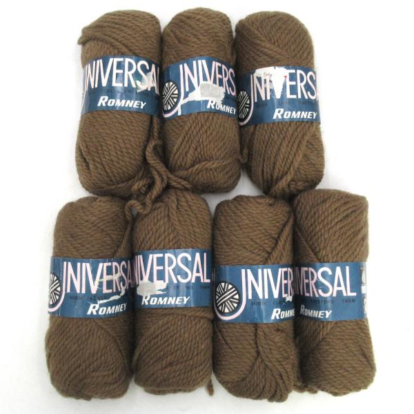毛糸 マルタカ毛糸 UNIVERSAL 313番色 ブラウン 7玉セット 1玉50g 毛100％ 未使用品