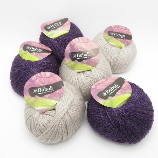 PUPPY (パピー毛糸) Boboli ボーボリ くすみカラー アソート 6玉セット 1玉40g 約110m ウール モヘヤ シルク 日本製 合太 秋冬 未使用品