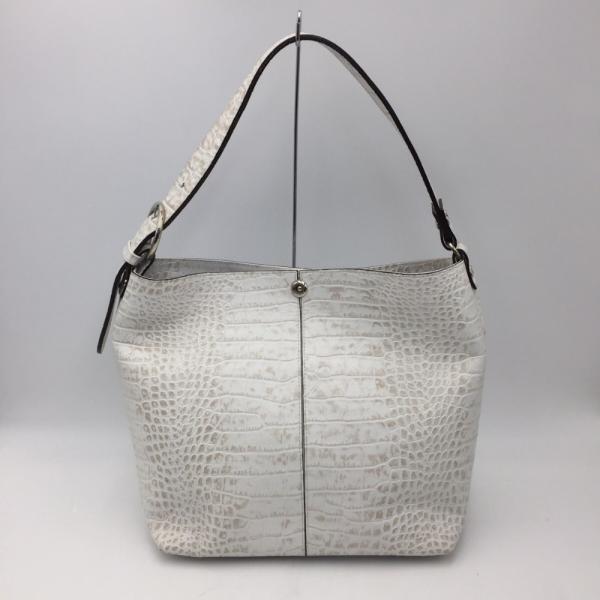ショルダーバッグ LaDeesse CRESCEND クロコダイル 白 美品 : ココ 