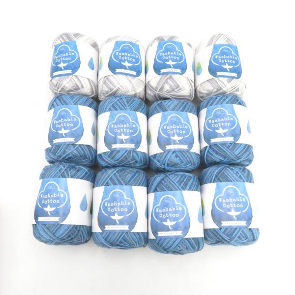 Yuzawaya ユザワヤ 毛糸 World Festa ワールドフェスタ Washable Coton ウォッシャブルコットン 12玉セット 色番1 色番8 1玉25g 約75m