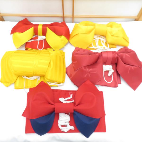浴衣帯 浴衣帯 作り帯 付け帯 5点セット 結び帯 黄 赤 ピンク 着付け小物 かんたん着付 浴衣用 お得セット まとめセット