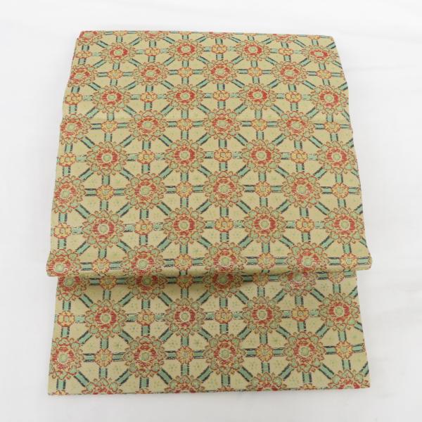 龍村美術織物 名古屋帯 正絹 小蜀紅錦 九寸開きなごや帯 全通柄