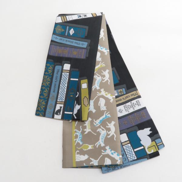 半幅帯 リバーシブル WA KKA NICO わっか ポリエステル 猫の古本屋 黒