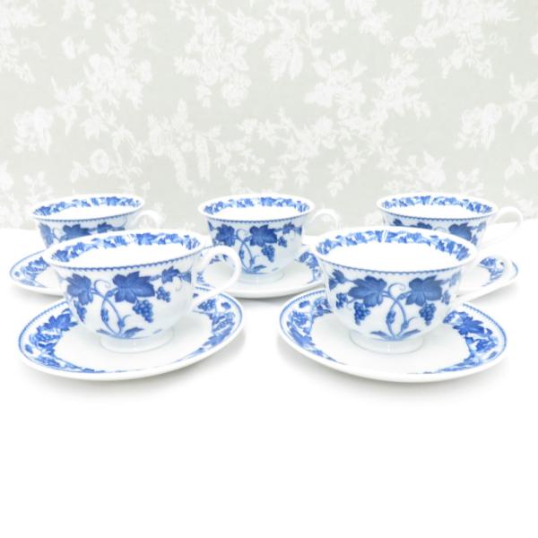 NIKKO ニッコー 食器 ダブルフェニックス カップ＆ソーサー 5客セット  コーヒーカップ ティーカップ 葡萄柄