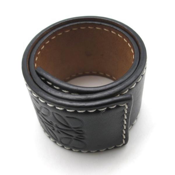 【美品】ロエベ バングル　リストバンド　黒レザー LOEWE ロエベ レザーブレスレット TWIST BANGLE バングル