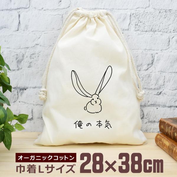 巾着 袋 大 収納袋 ポーチ 小物入れ 通園 通学 旅行 トラベル おもしろ 面白 兎 卯年 うさぎ ラビット 動物 俺の本気 イラスト クリスマス グッズ 即納