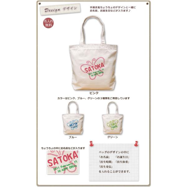トートバッグ キャンバス 名入れ 名前入り 帆布 おしゃれ プレゼント レディース キッズ メンズ 内ポケット 大き目 ちょう Dspa Pt