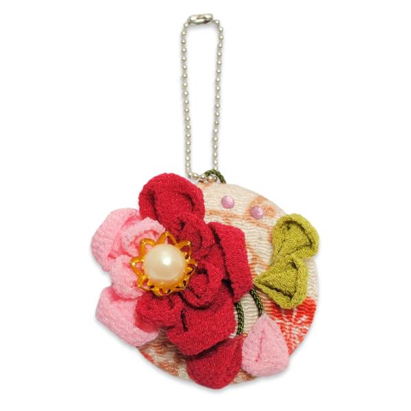 つまみ細工 キット ちりめん 工芸 手芸 手作り 花チャーム（小） ウメ 着物生地 和裁 着物素材 和柄 和装 つるし雛 つるし飾り 初心者向け／他