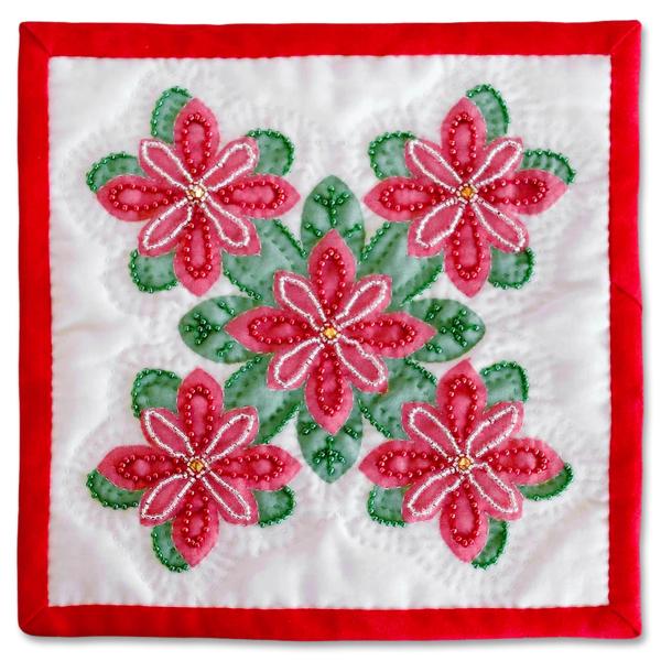 刺繍キット ビーズ ハワイアンシャドーキルト タペストリー ポインセチア 手芸 手作り ハンドメイド 作成