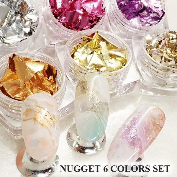 ナゲット 6 色セット 箔 ネイル箔 金箔 ホイル ゴールド ピンクゴールド ピンク パープル Nagget6 Cocoro Nail ヤフー店 通販 Yahoo ショッピング